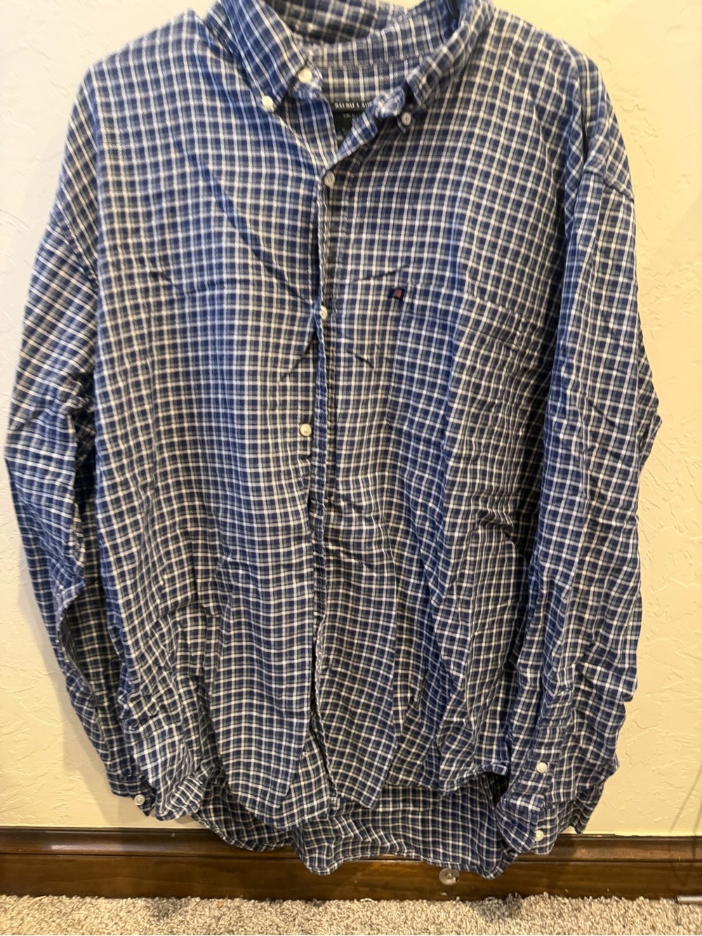 Vtg Ralph Lauren Jeans Shirt Mens X-Large Pocket Button Down Long Sleeve